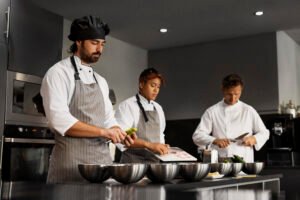 chef working together professional kitchen