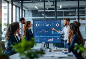 employee working marketing setting