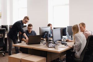 group of young business people working in the office